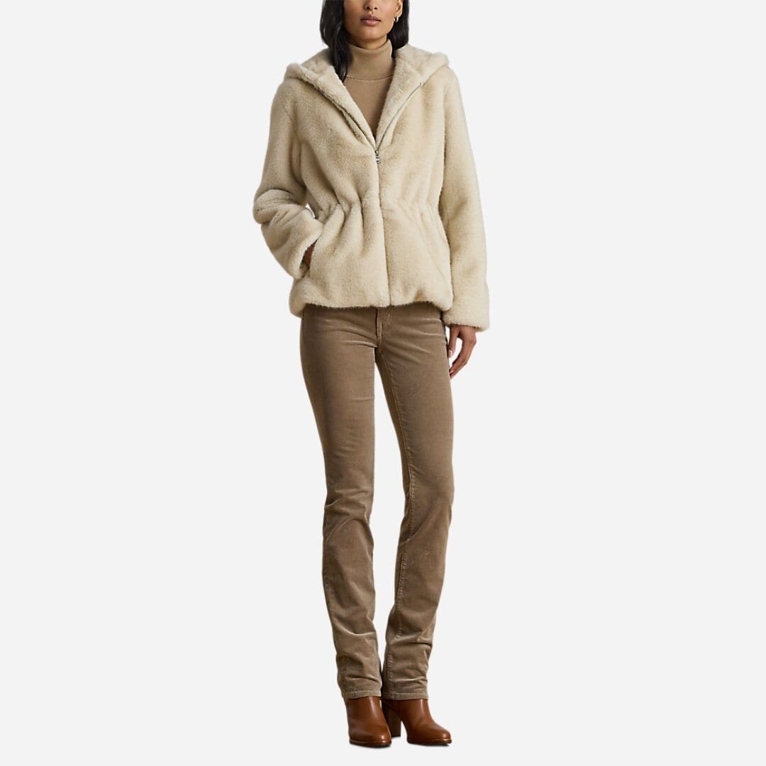 Hooded Faux-Fur Anorak - Cream