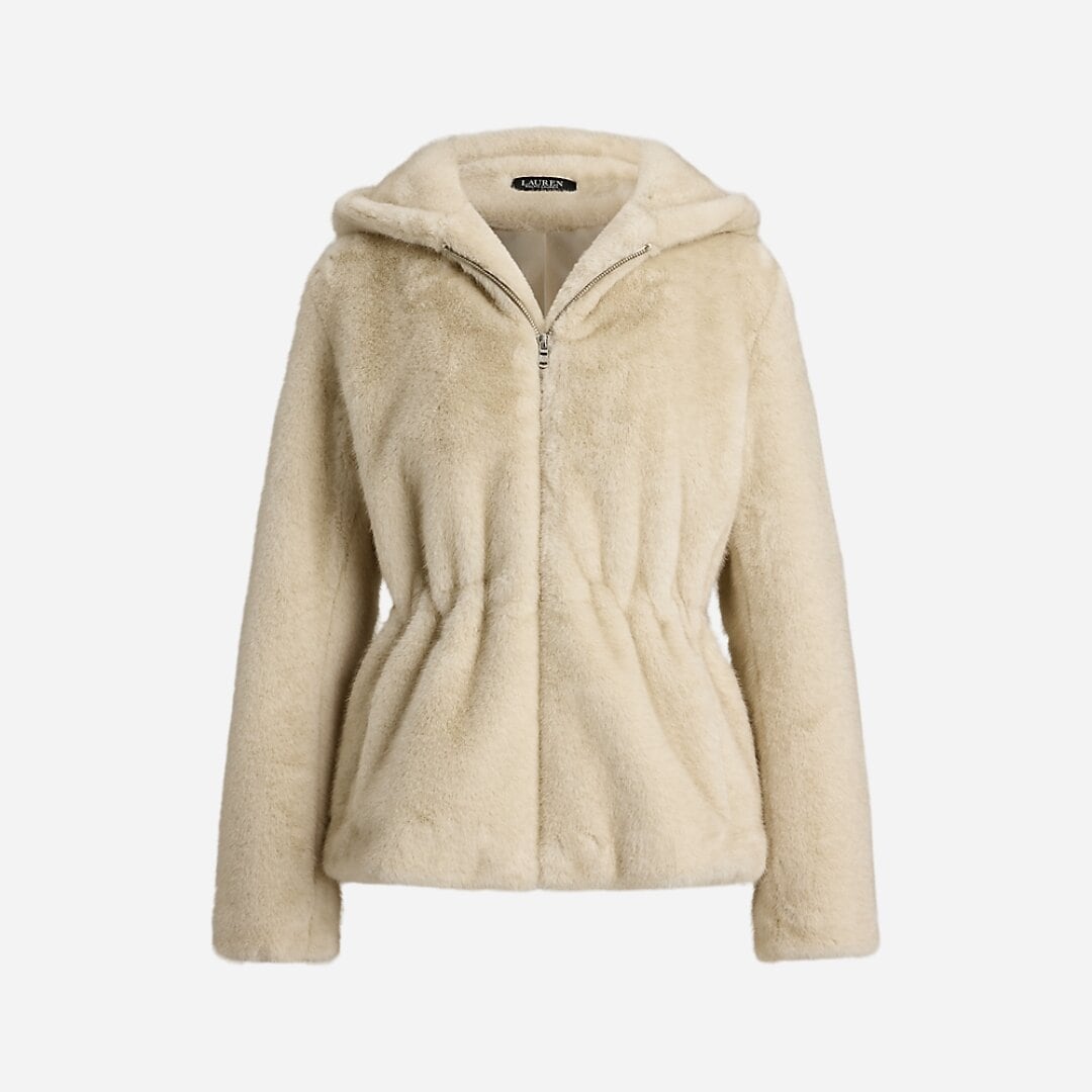 Hooded Faux-Fur Anorak - Cream