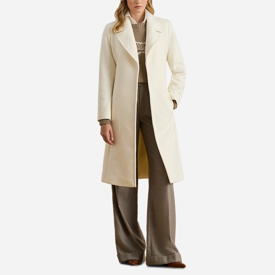 Belted Wool-Blend Wrap Coat - Moda Cream