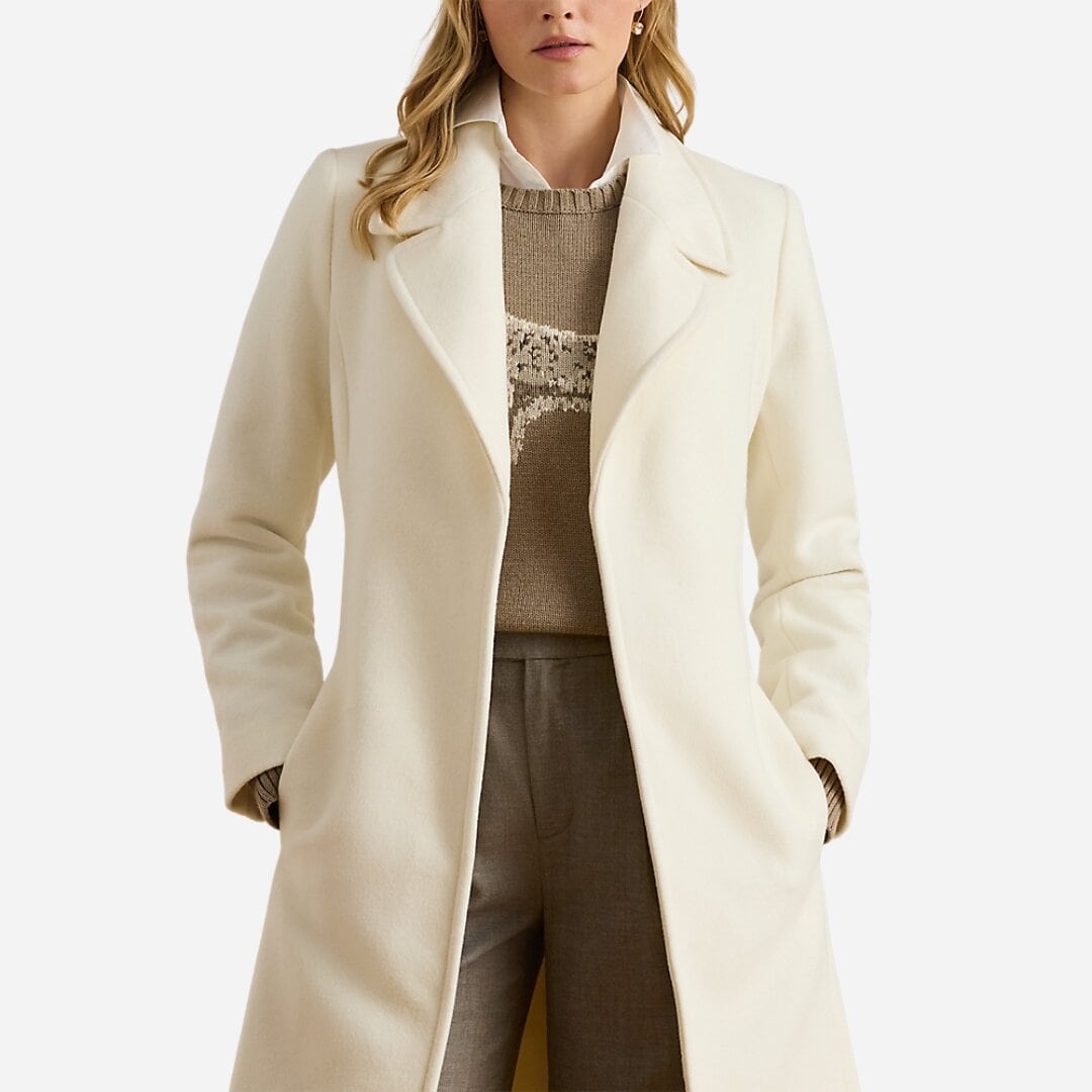 Belted Wool-Blend Wrap Coat - Moda Cream