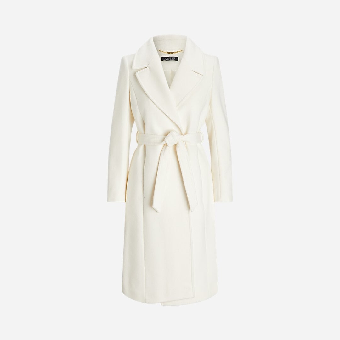 Belted Wool-Blend Wrap Coat - Moda Cream