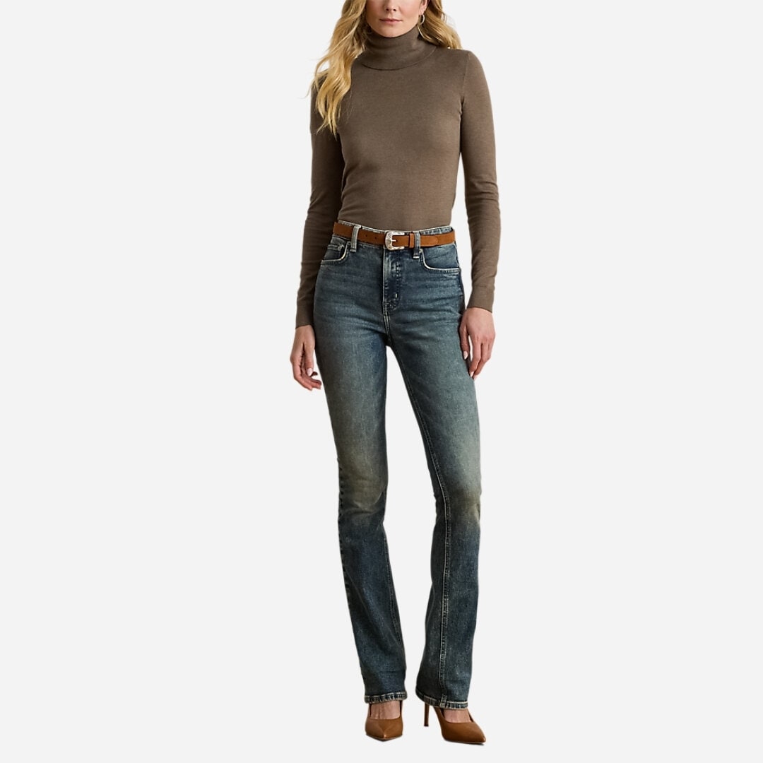Silk-Blend Turtleneck Sweater - Taupe Brown Heather