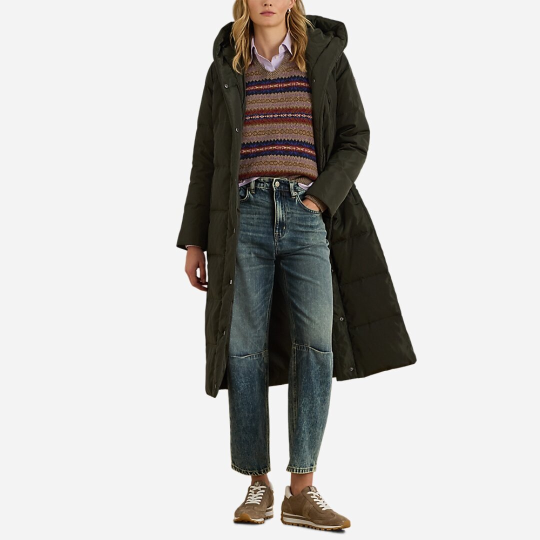 Hooded Channel-Quilted Down Puffer Coat - Litchfield Loden