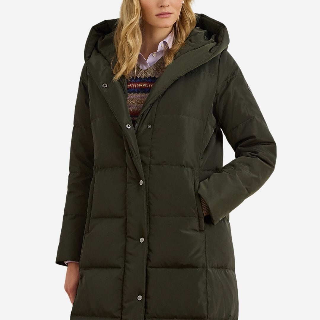 Hooded Channel-Quilted Down Puffer Coat - Litchfield Loden