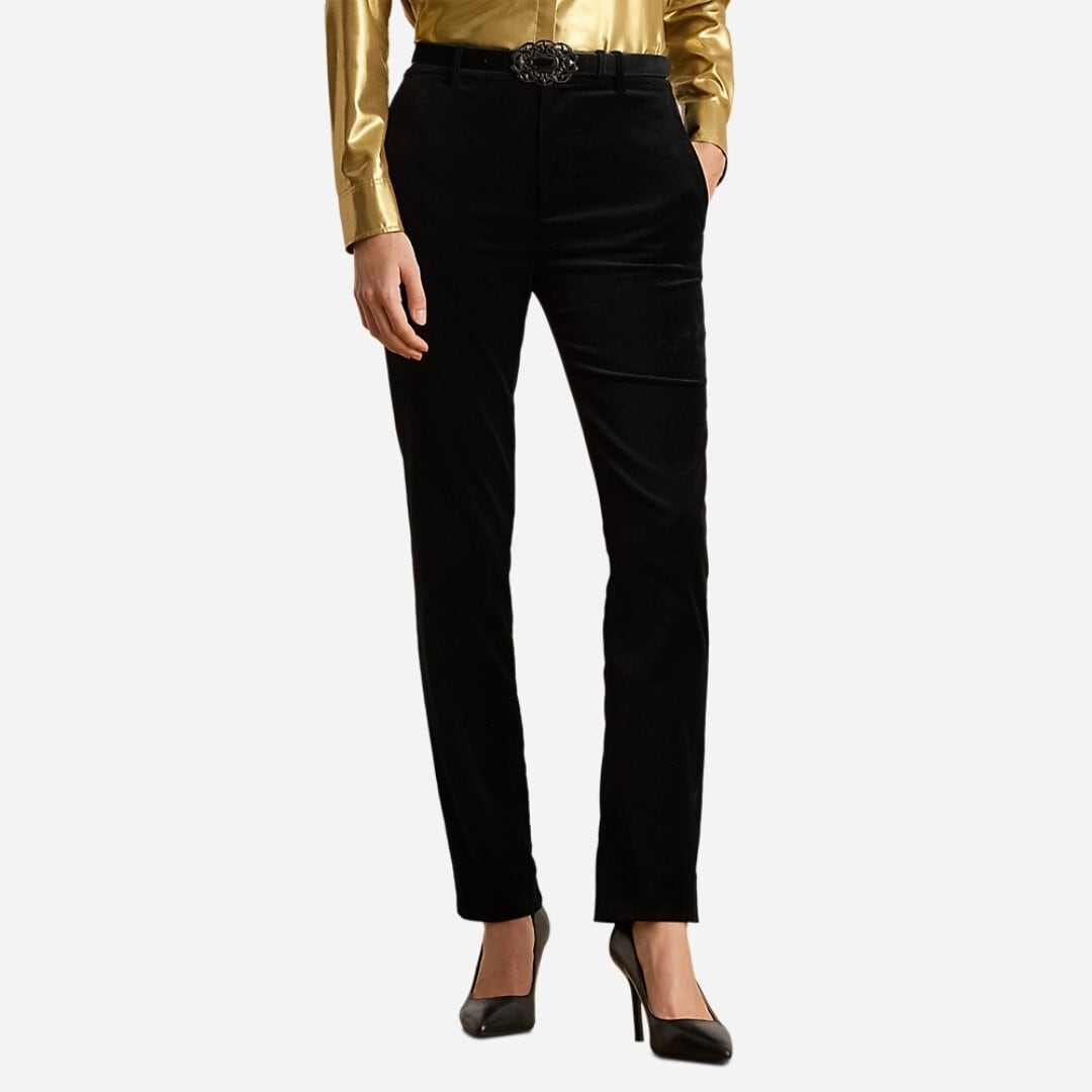 Stretch Velvet Cropped Pant - Black Velvet
