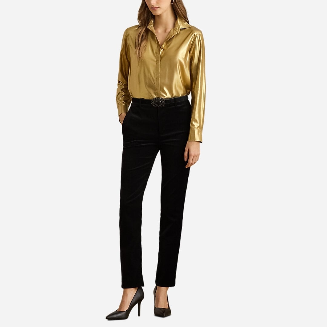 Stretch Velvet Cropped Pant - Black Velvet