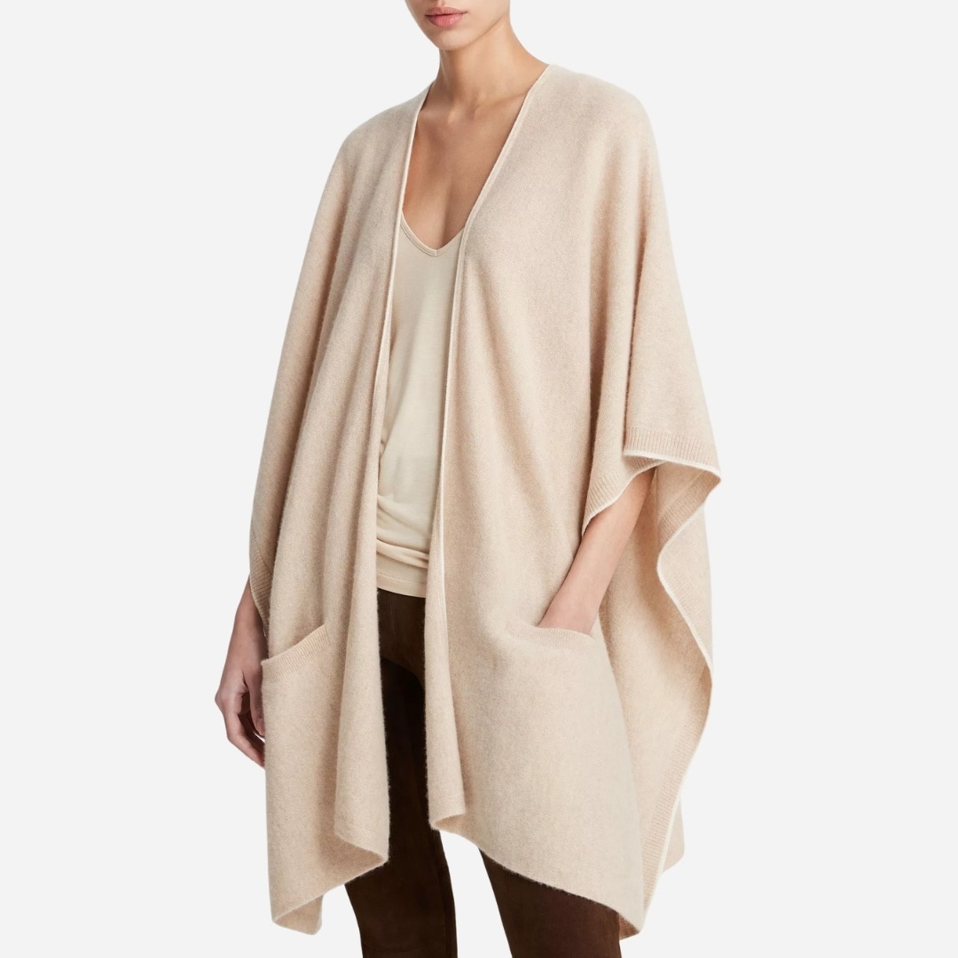 Tipped Jersey-Knit Cashmere Cape - Oak