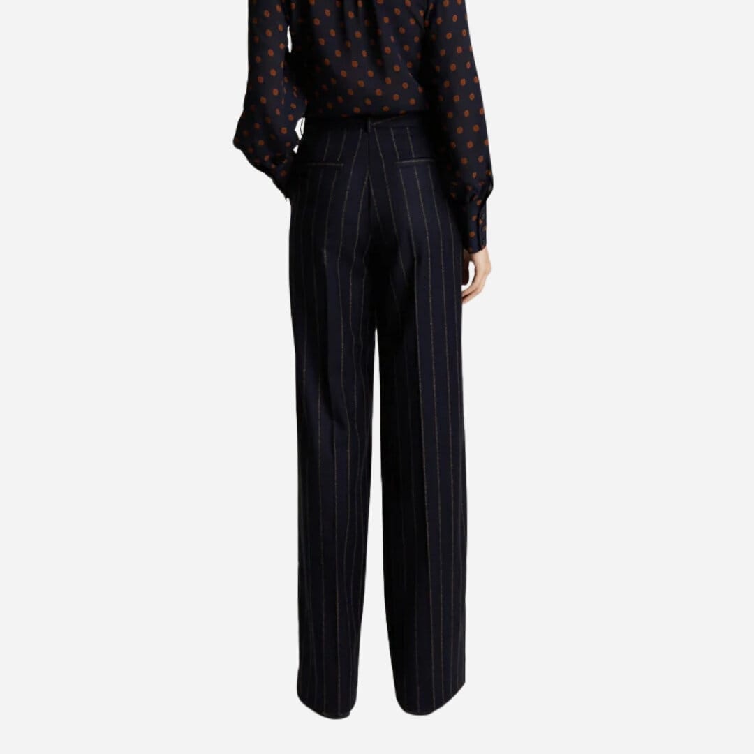 Katya Wool Trousers - Pinstripe Navy