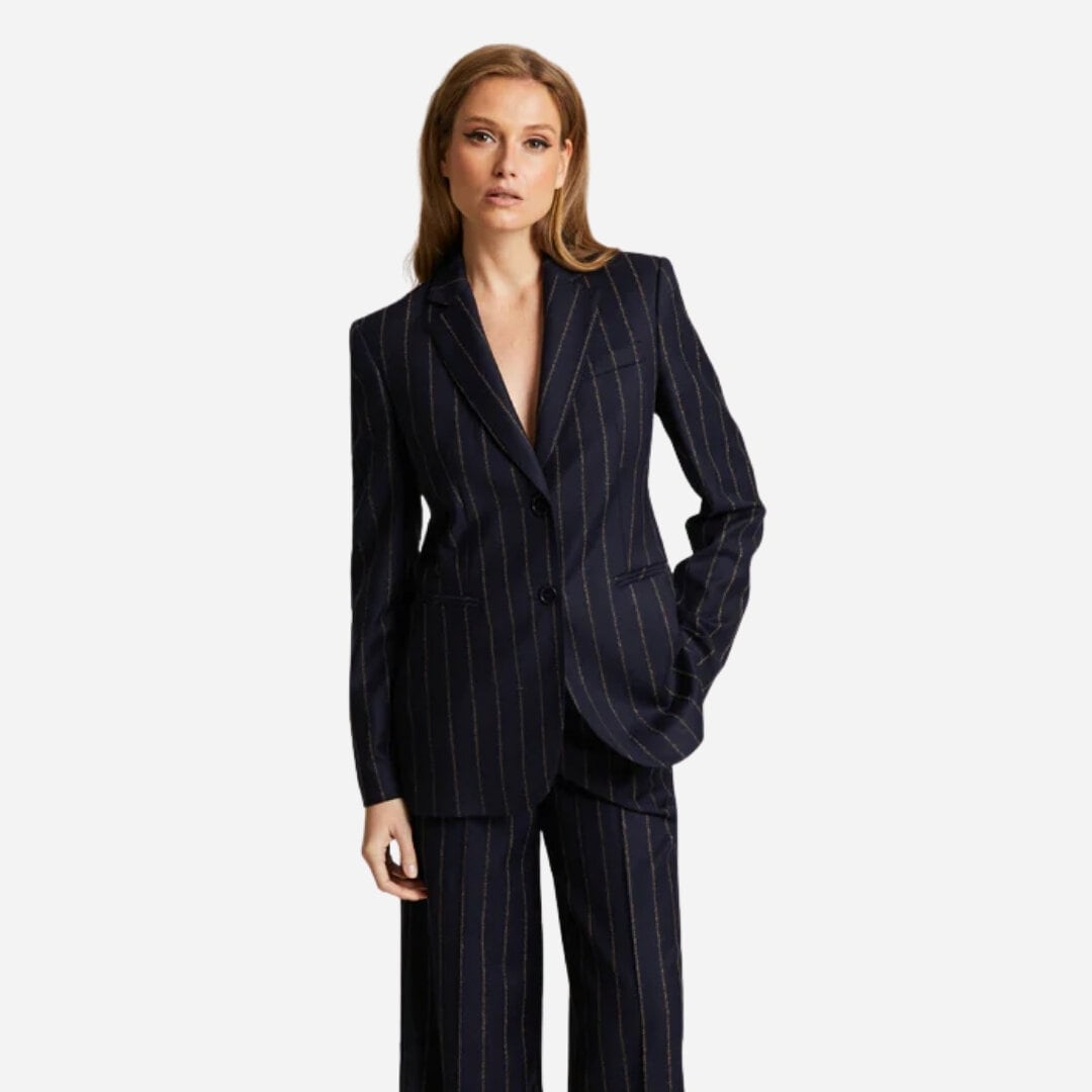 Brette Wool Blazer - Pinstripe Navy
