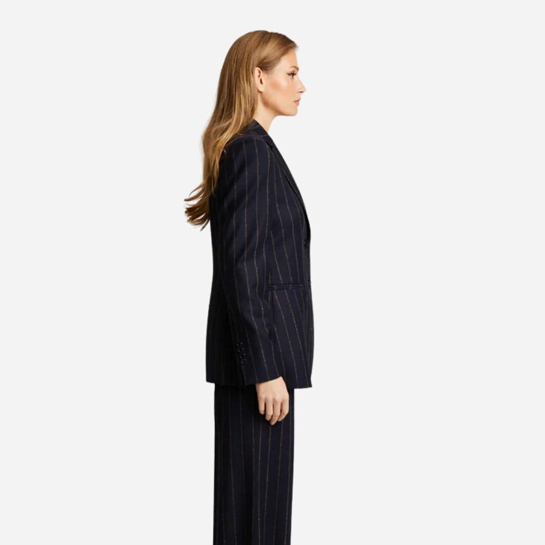 Brette Wool Blazer - Pinstripe Navy