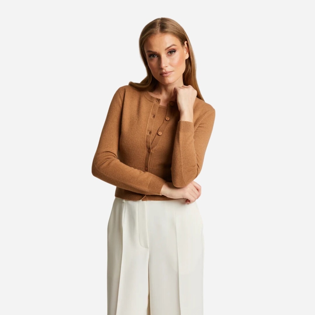 Ellean Merino-Cashmere Cardigan - Camel