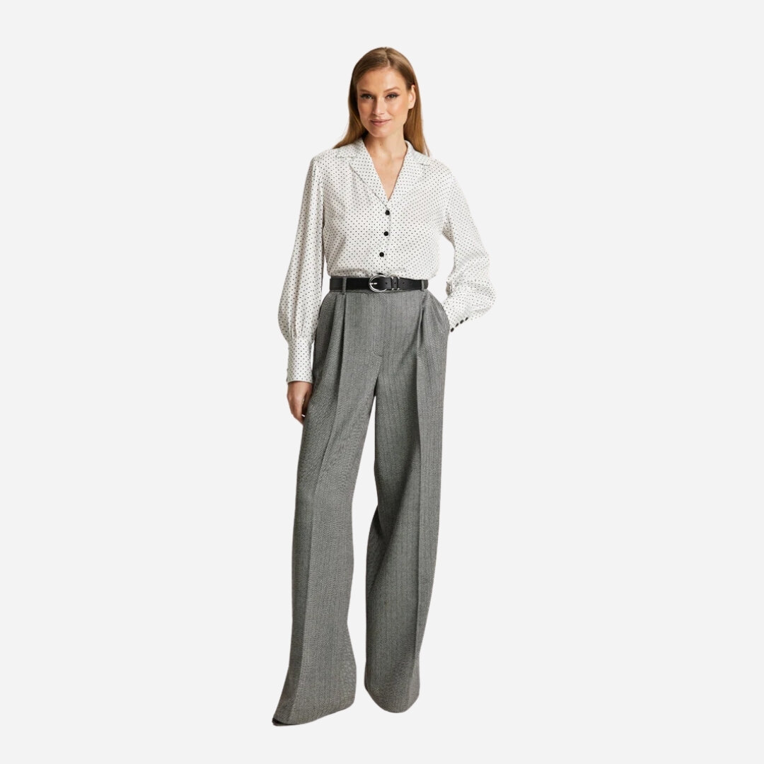 Gytta Wool Trousers - Grey Herringbone