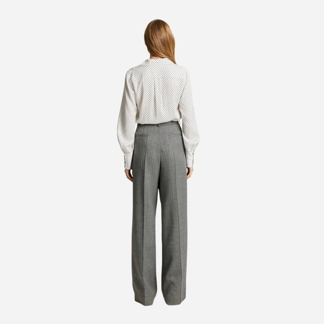 Gytta Wool Trousers - Grey Herringbone