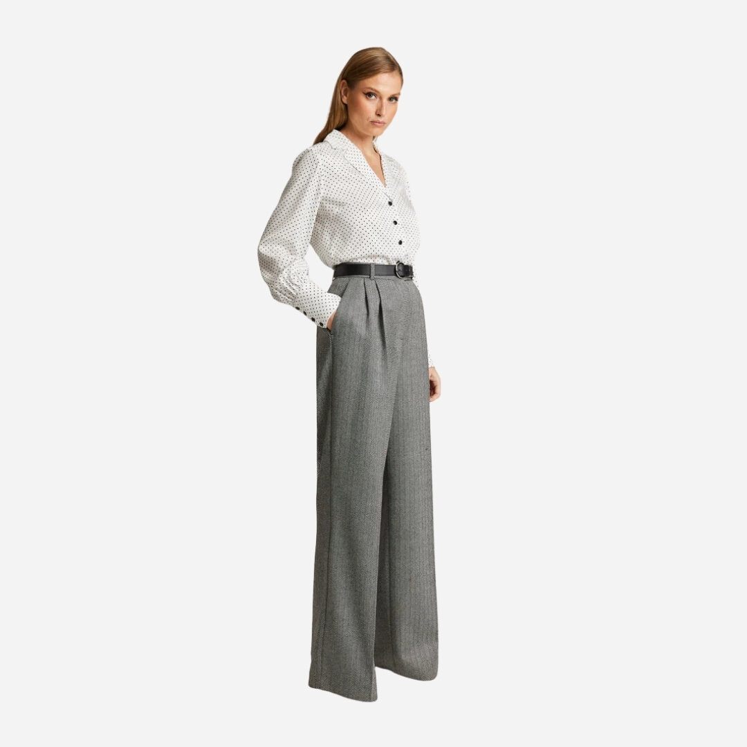 Gytta Wool Trousers - Grey Herringbone