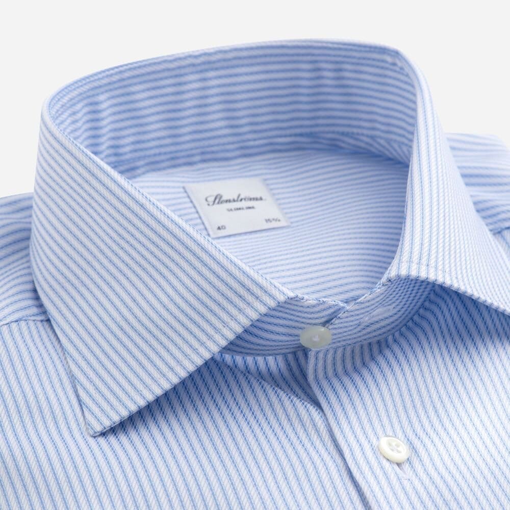 Regular Striped Twill Shirt - Light Blue Stripes