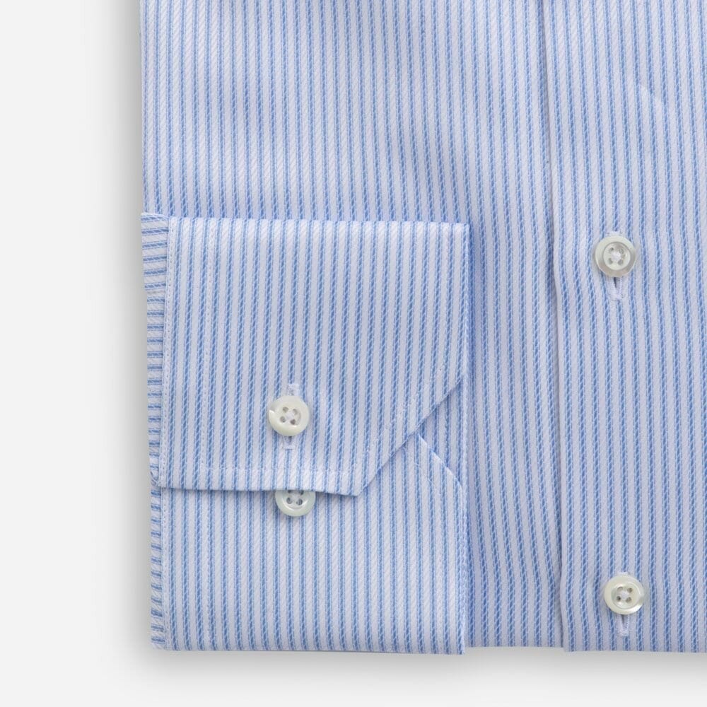 Regular Striped Twill Shirt - Light Blue Stripes
