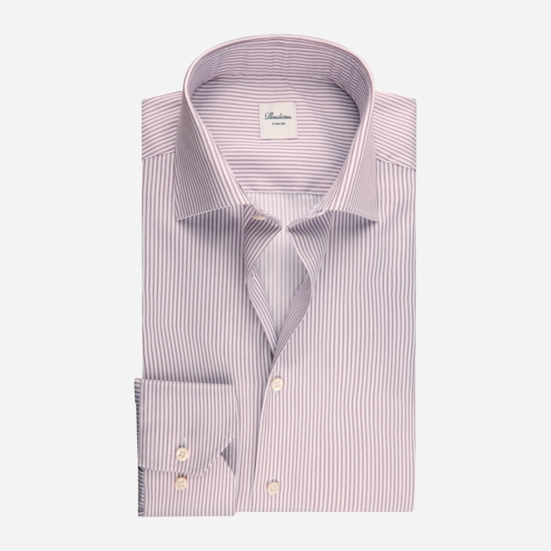 Regular Striped Twill Shirt - Red Stripes