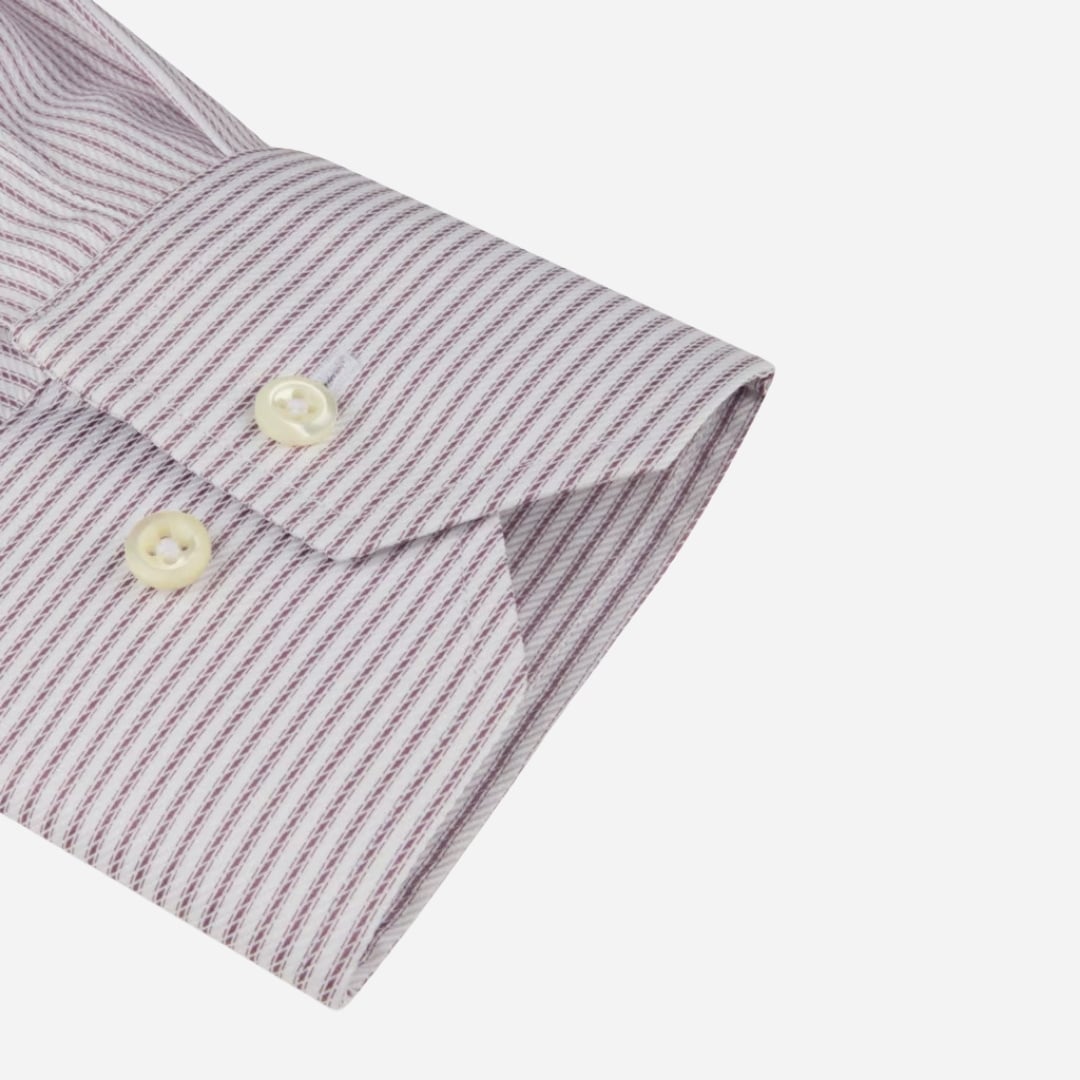 Regular Striped Twill Shirt - Red Stripes