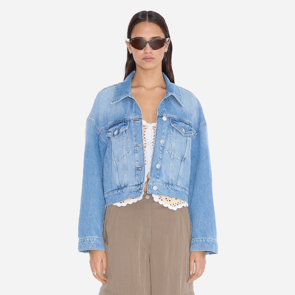 Cropped Denim Jacket - Blue