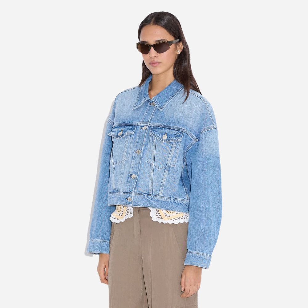 Cropped Denim Jacket - Blue