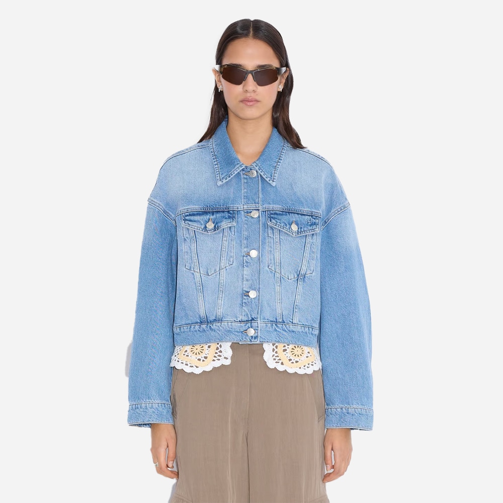 Cropped Denim Jacket - Blue