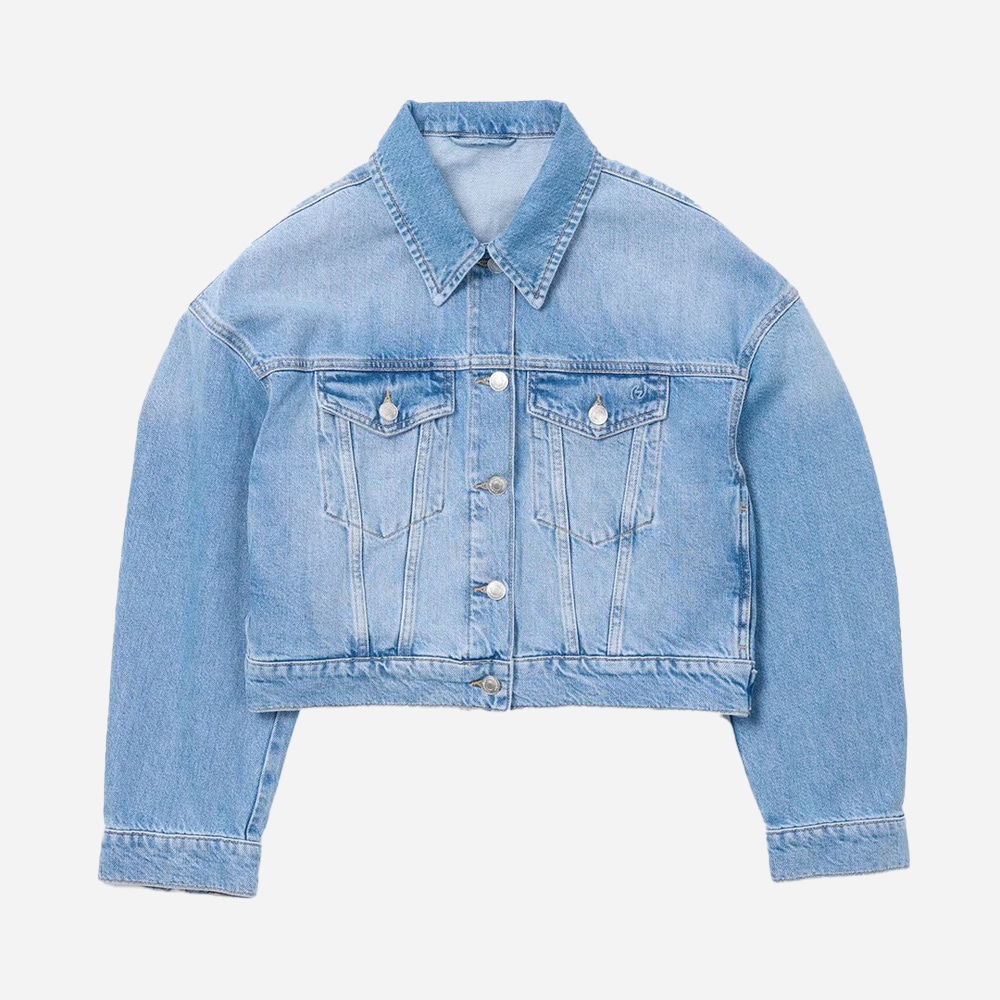 Cropped Denim Jacket - Blue