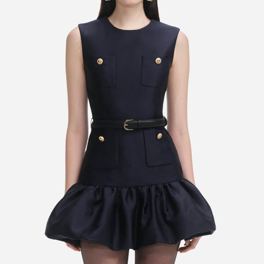 Taffeta Mini Dress - Navy