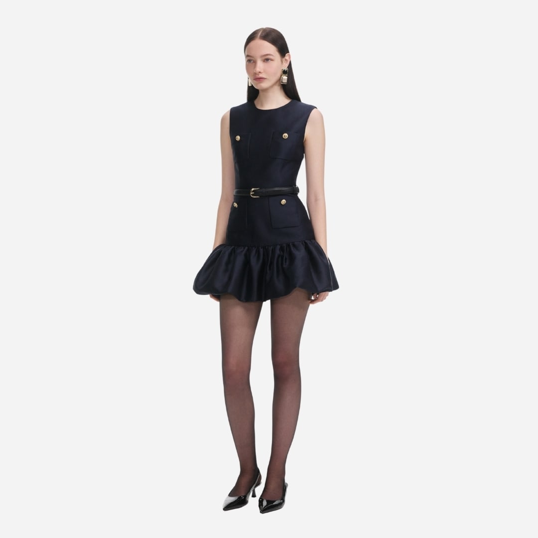 Taffeta Mini Dress - Navy