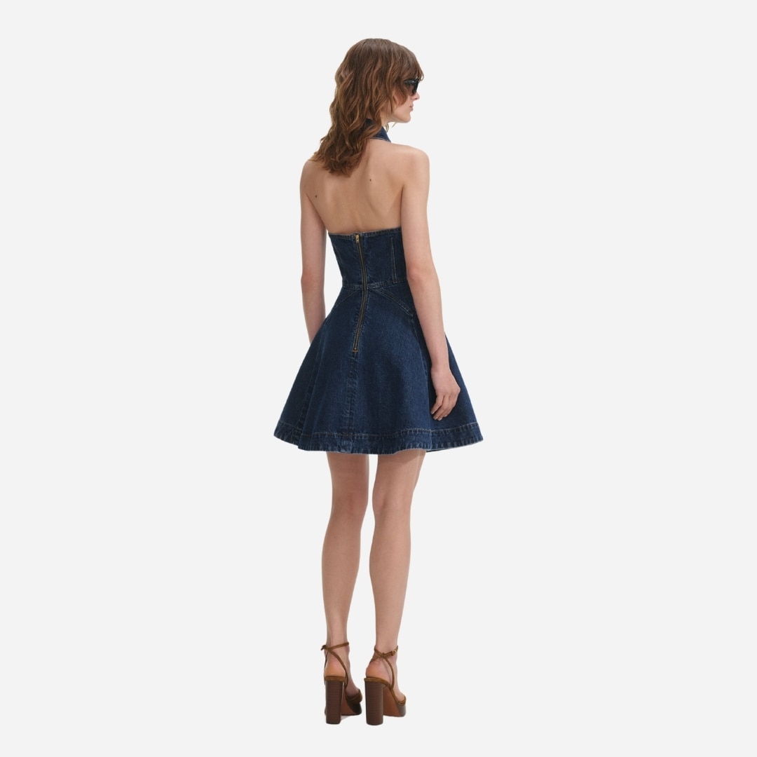 Sleeveless Flared Mini Dress - Blue