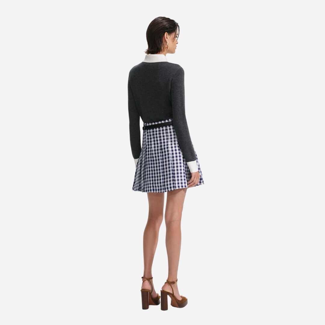 Contrast Collar Cardigan - Grey