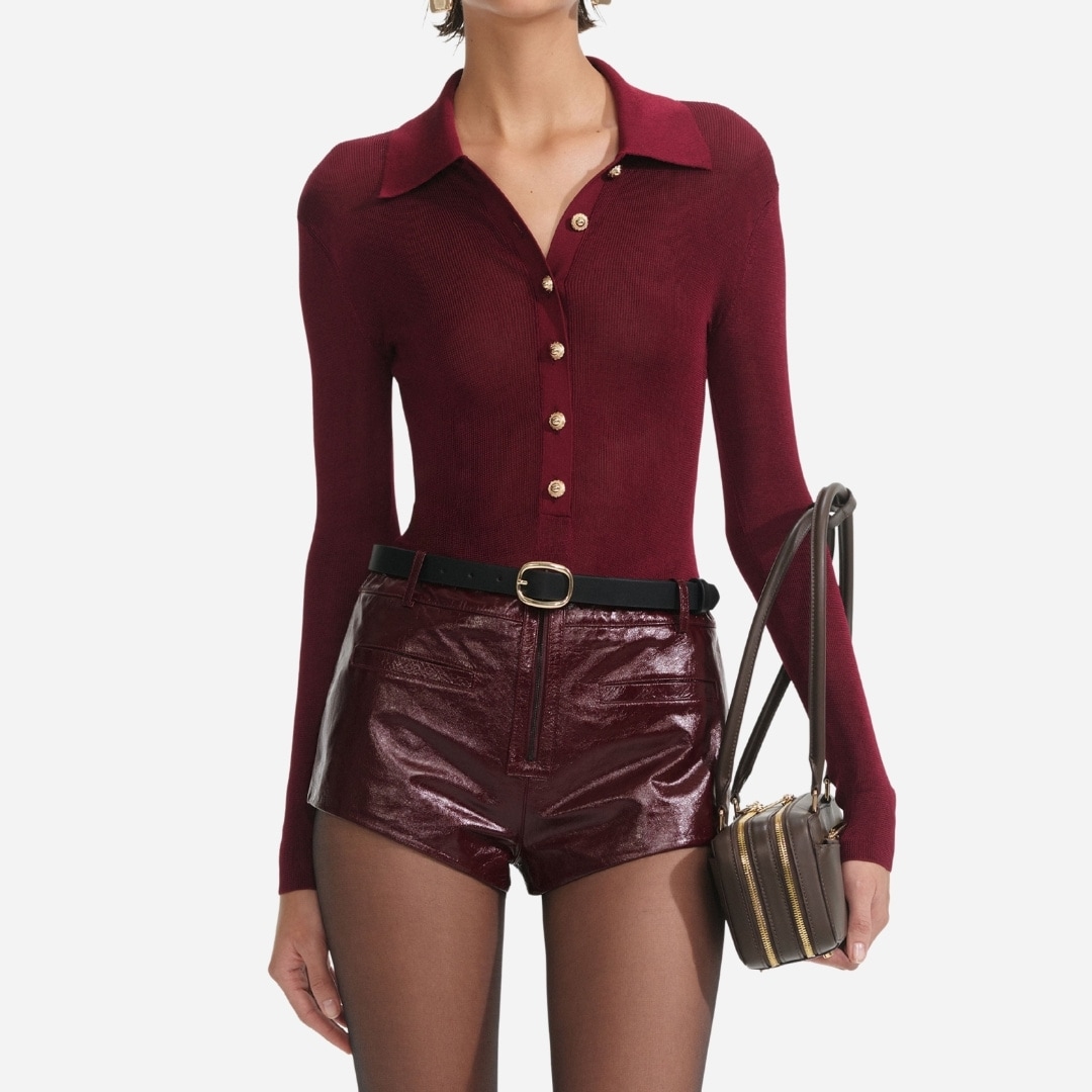 Viscose Knit Bodysuit - Burgundgy