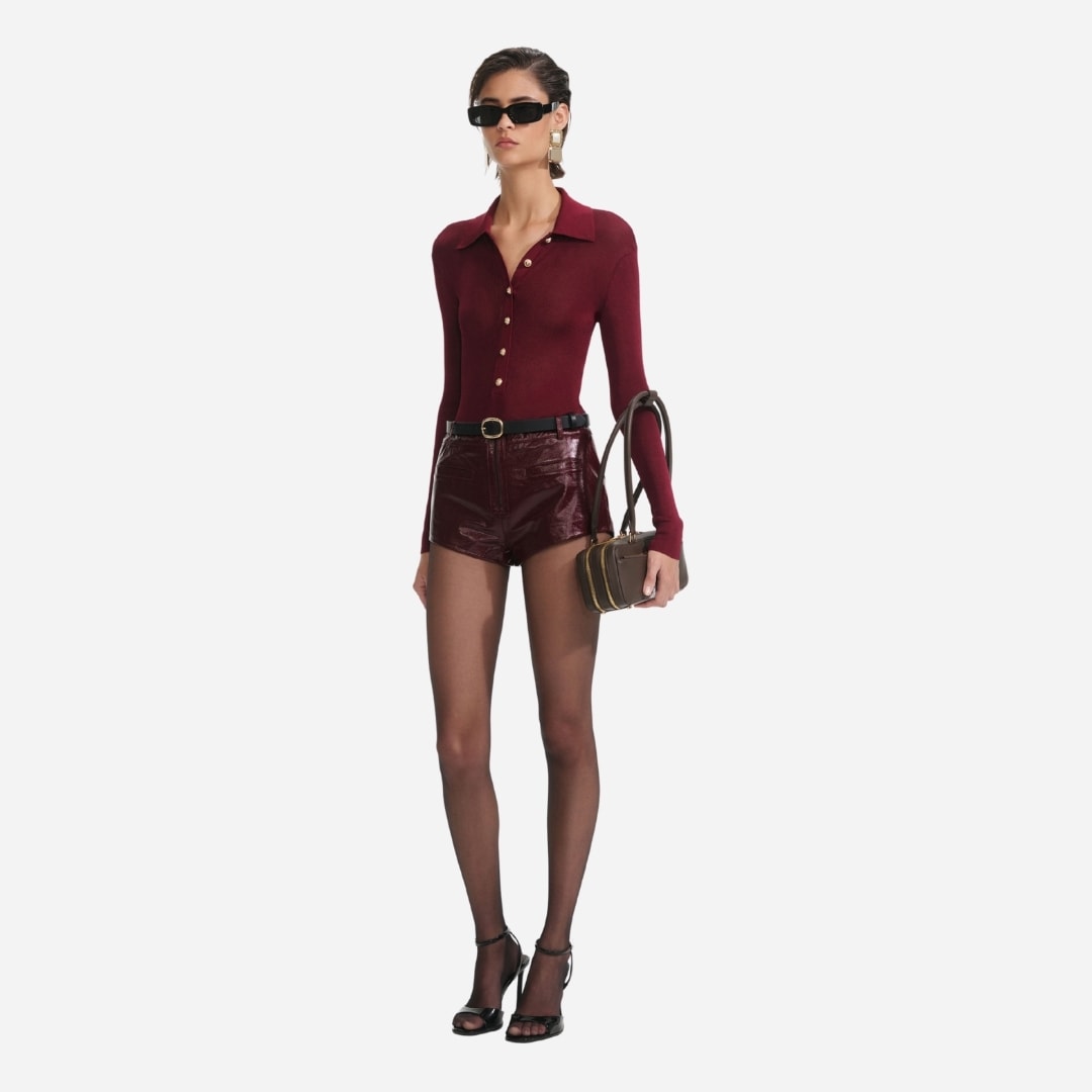 Viscose Knit Bodysuit - Burgundgy
