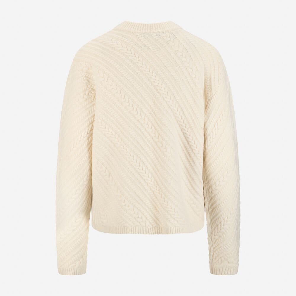 Geometric Cable-Knit Merino Sweater - Ivory