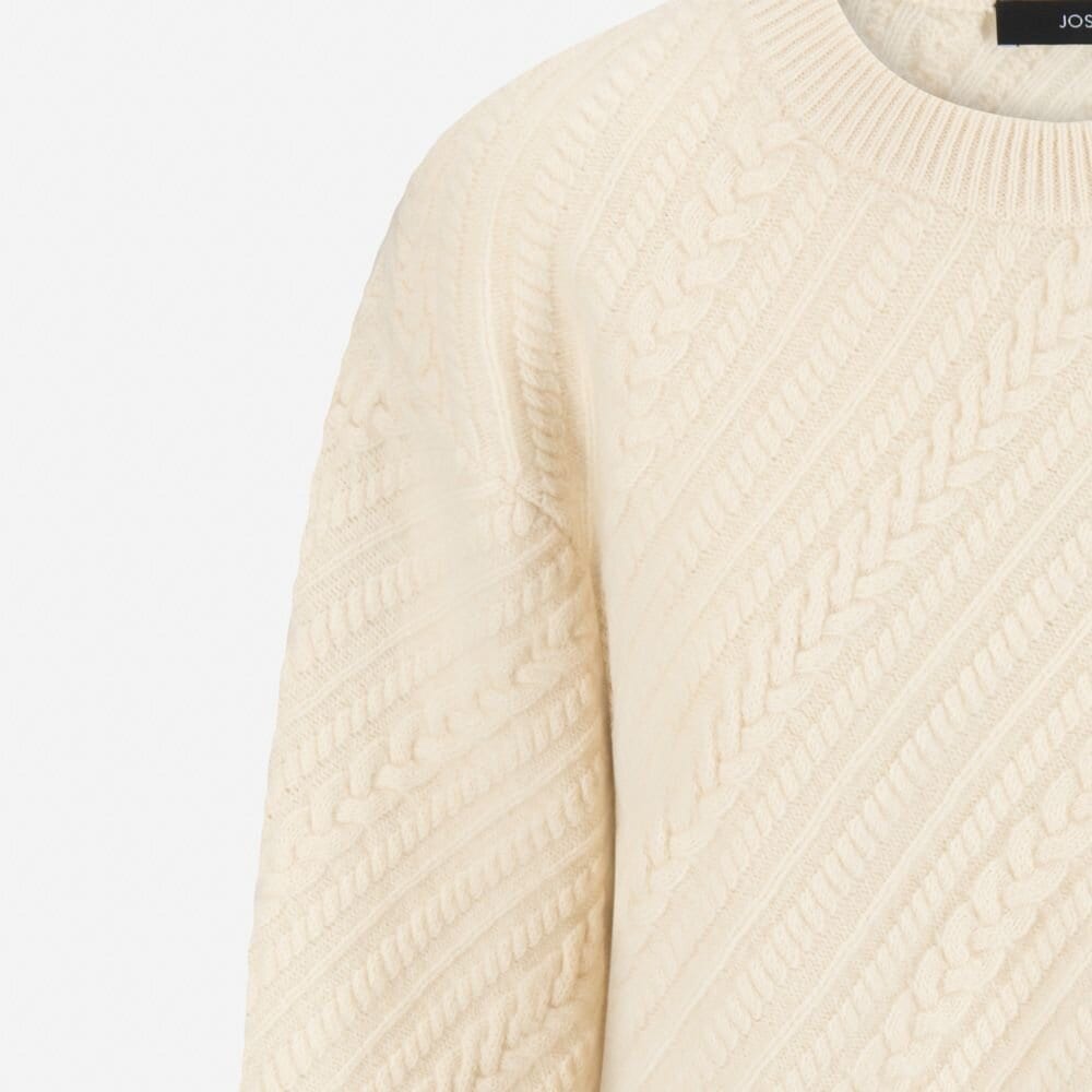 Geometric Cable-Knit Merino Sweater - Ivory