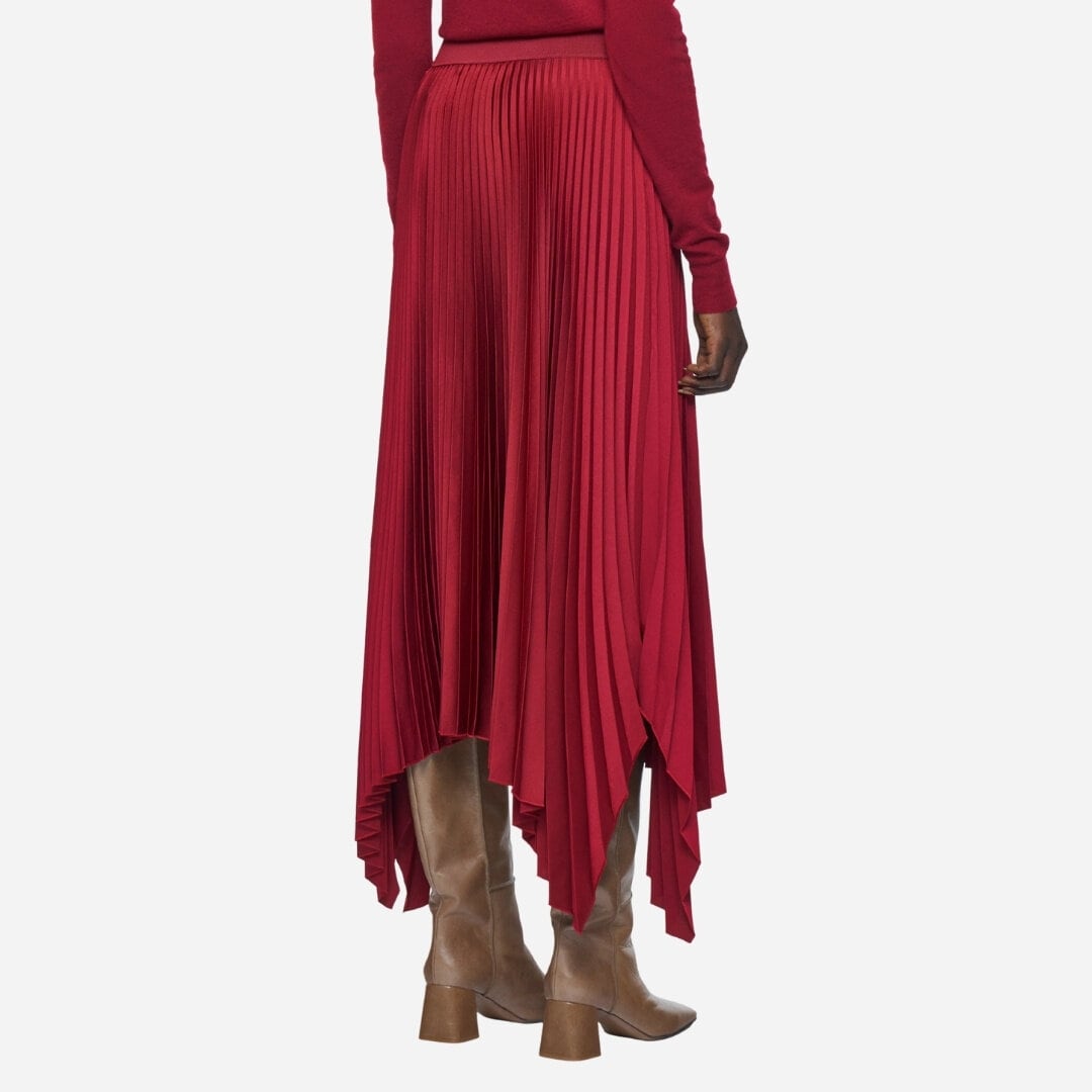 Ade Knit Weave Plissé Skirt - Ruby