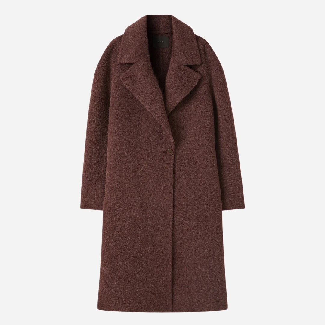 Yves Brushed Double Face Alpaca Coat - Maraschino