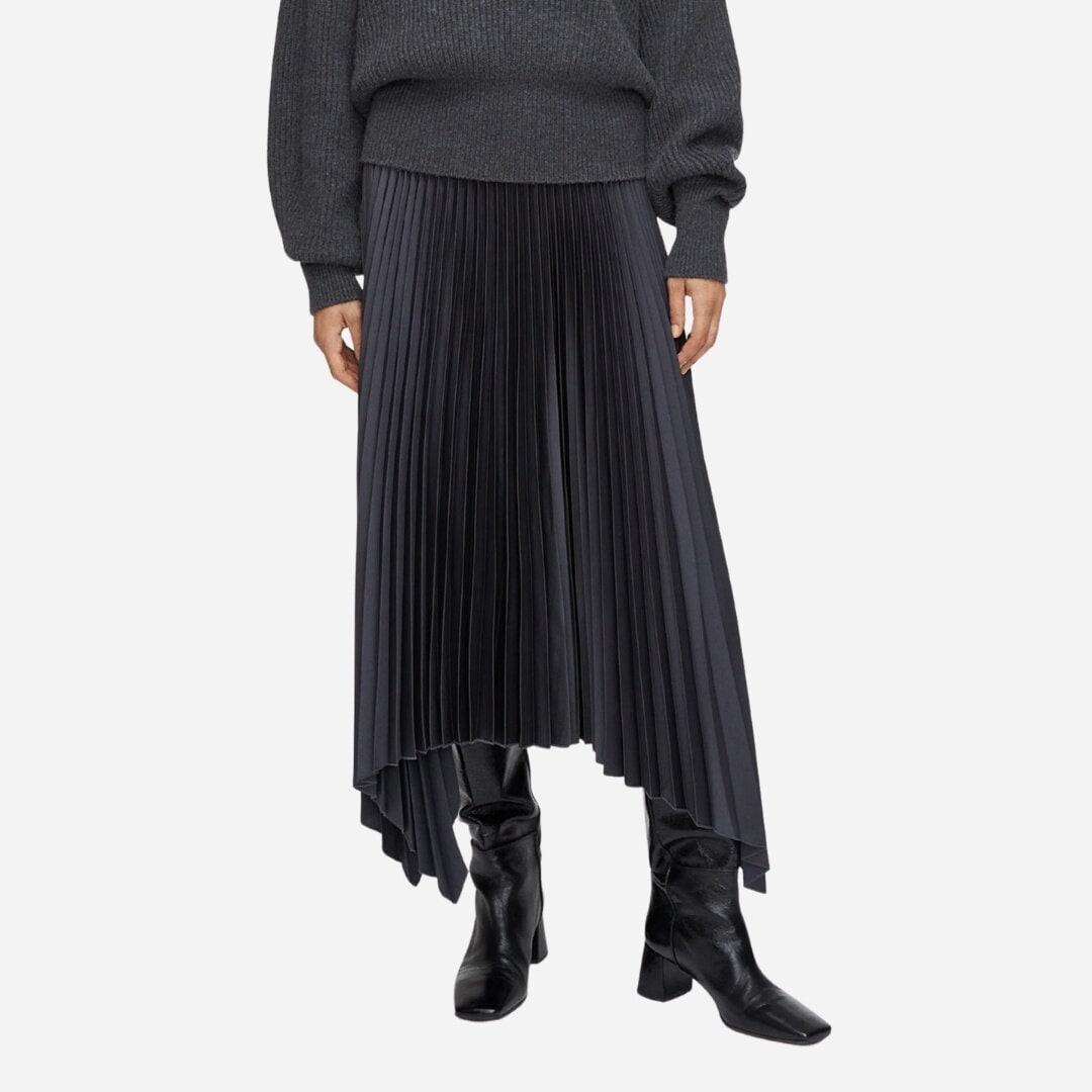 Ade Knit Weave Plissé Skirt - Smoke