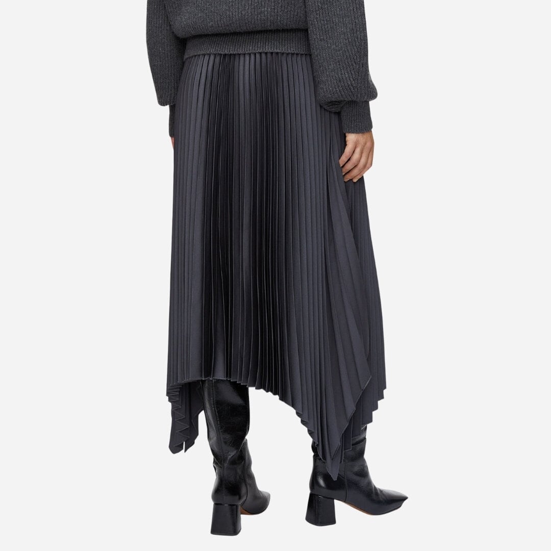 Ade Knit Weave Plissé Skirt - Smoke