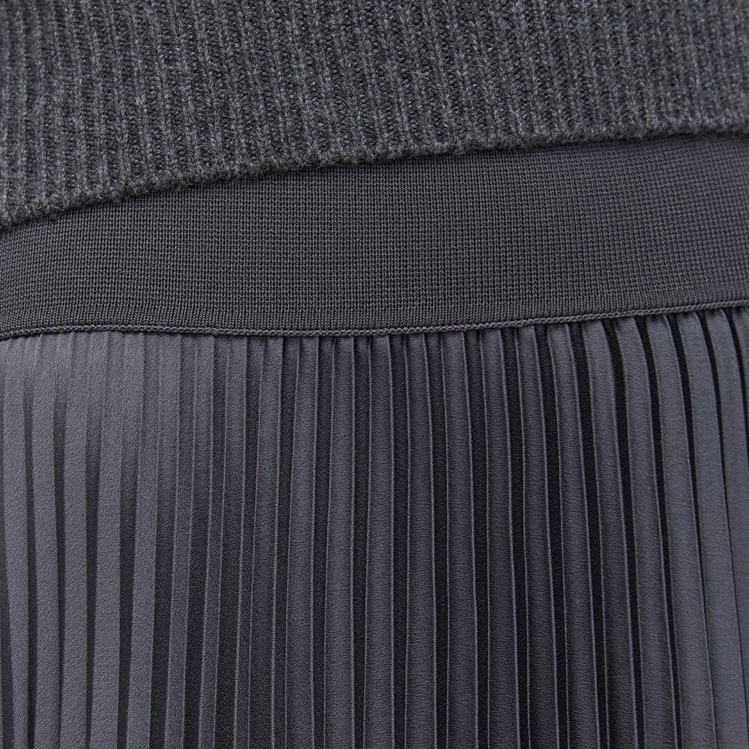 Ade Knit Weave Plissé Skirt - Smoke
