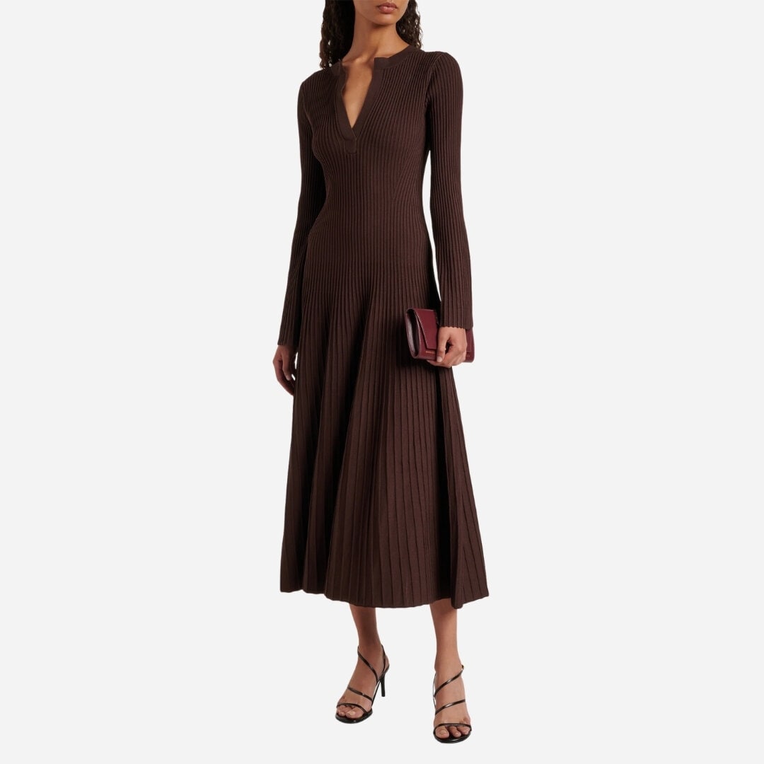 Genna Knit Midi Dress - Cocoa