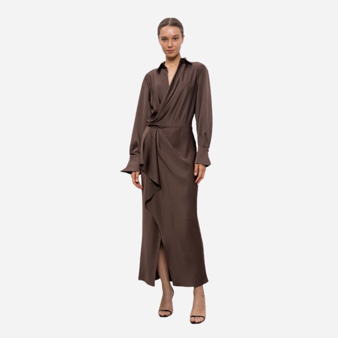 Talita Draped Midi Dress - Cocoa