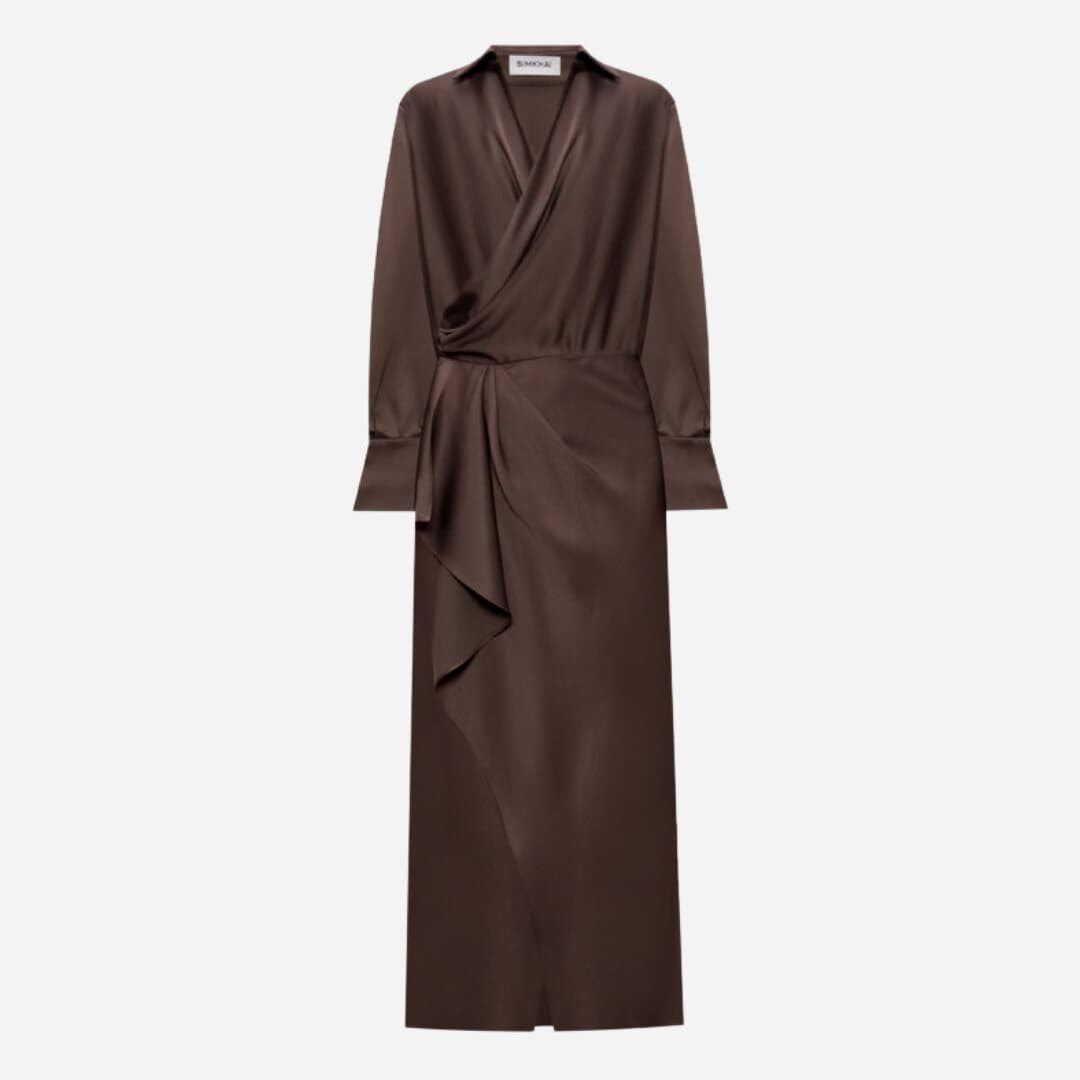 Talita Draped Midi Dress - Cocoa