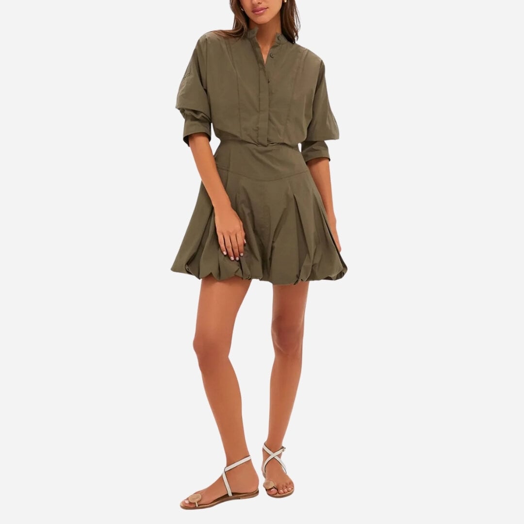 Effie Cotton Mini Dress - Faded Olive