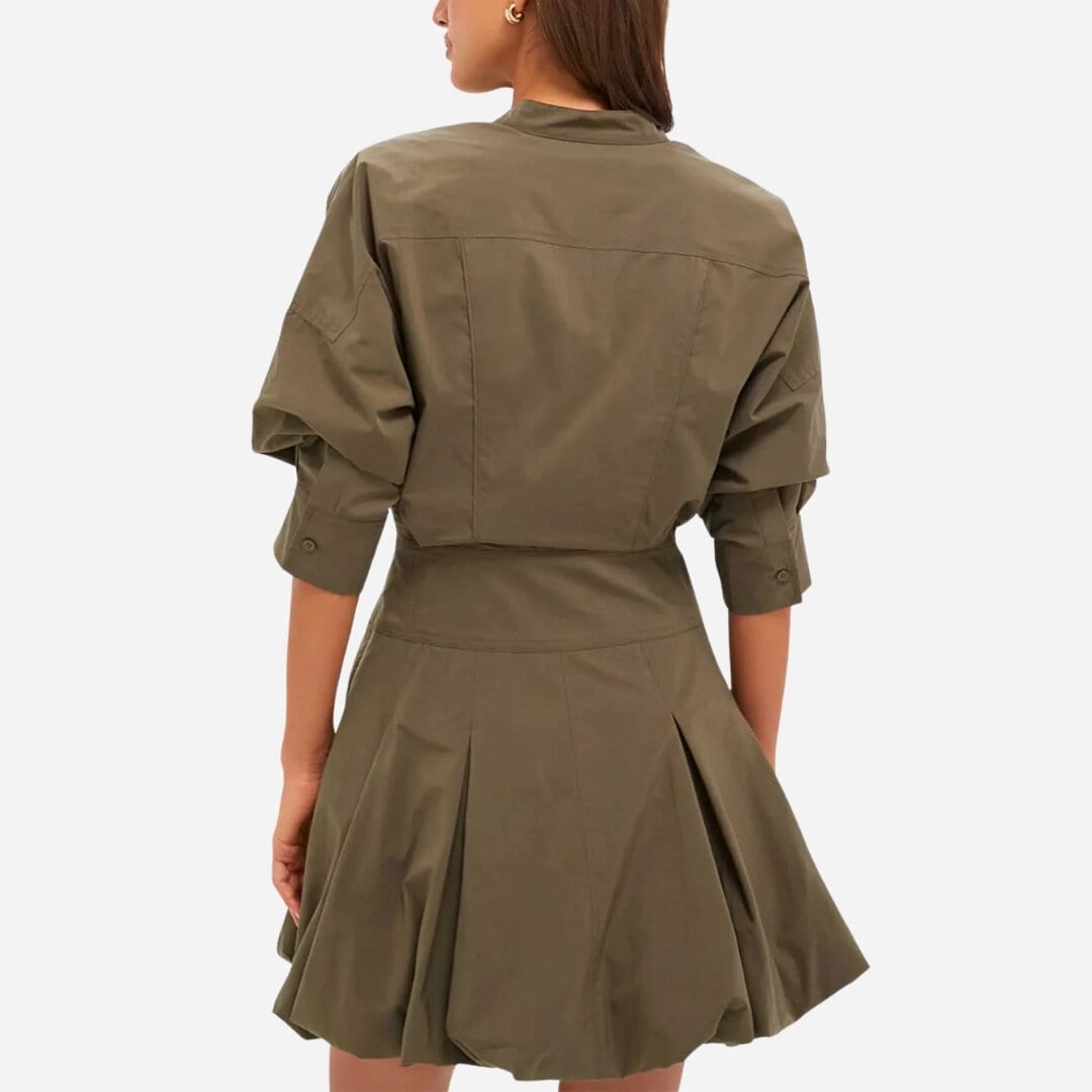 Effie Cotton Mini Dress - Faded Olive