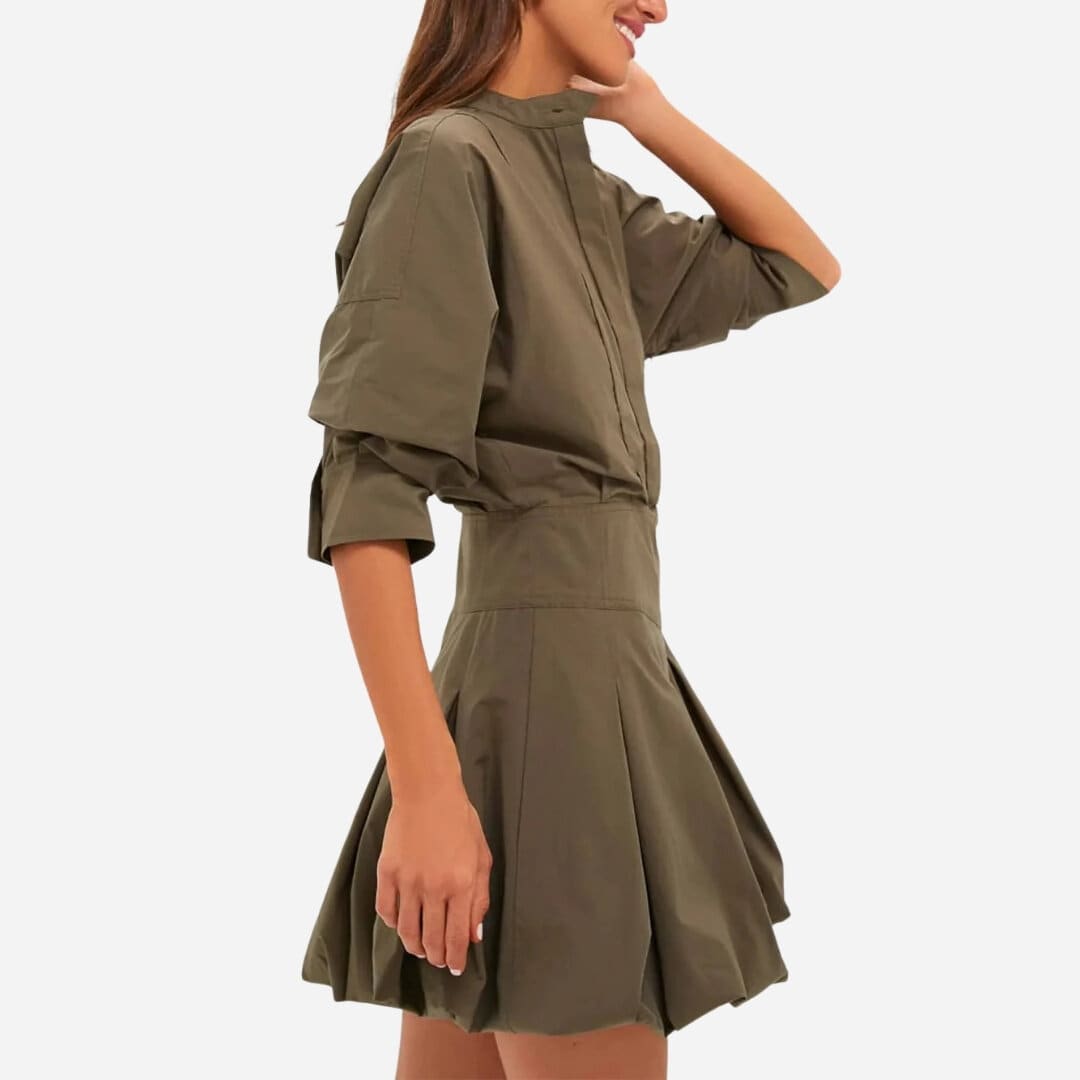 Effie Cotton Mini Dress - Faded Olive