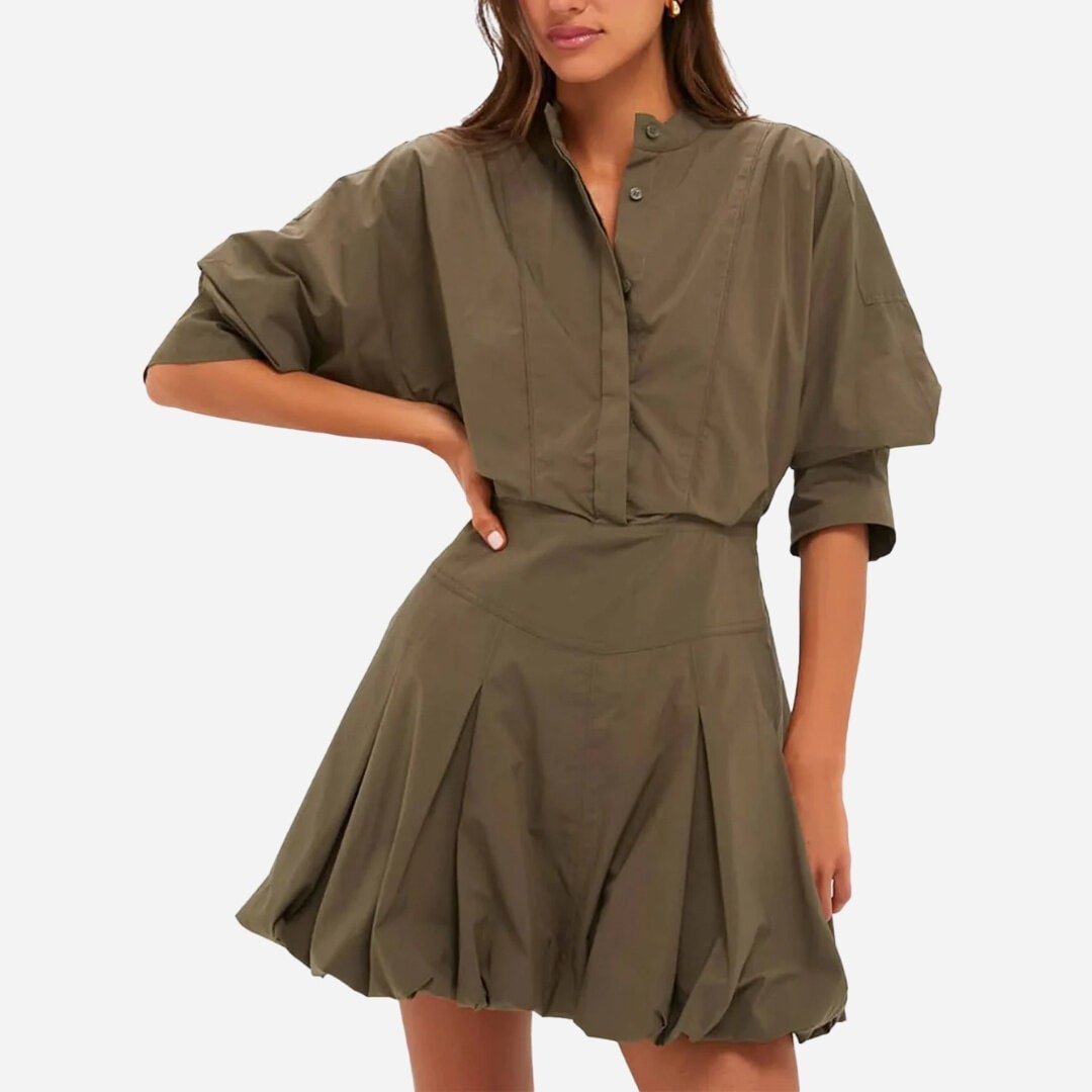 Effie Cotton Mini Dress - Faded Olive