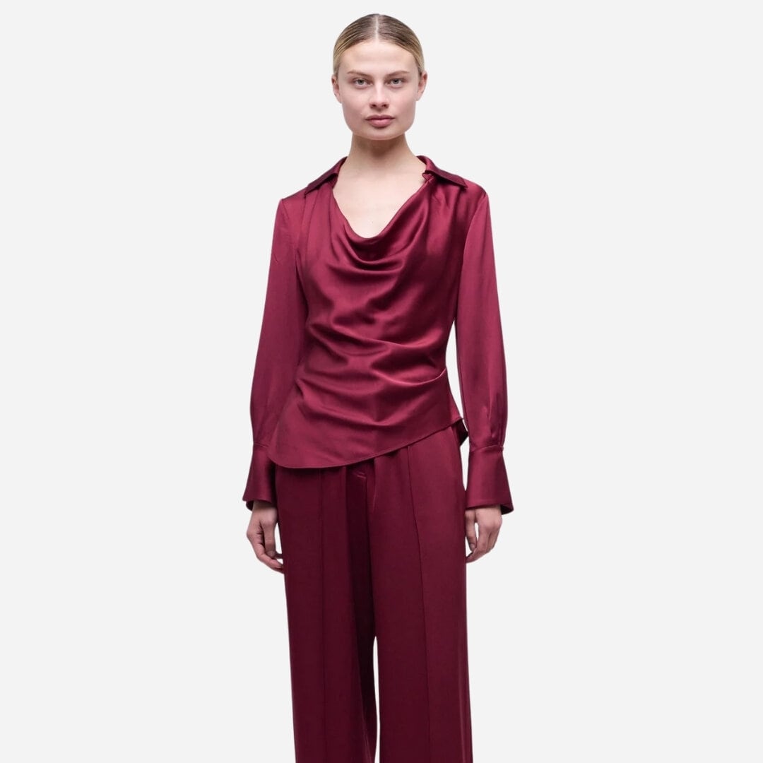 Symone Satin Top - Cranberry