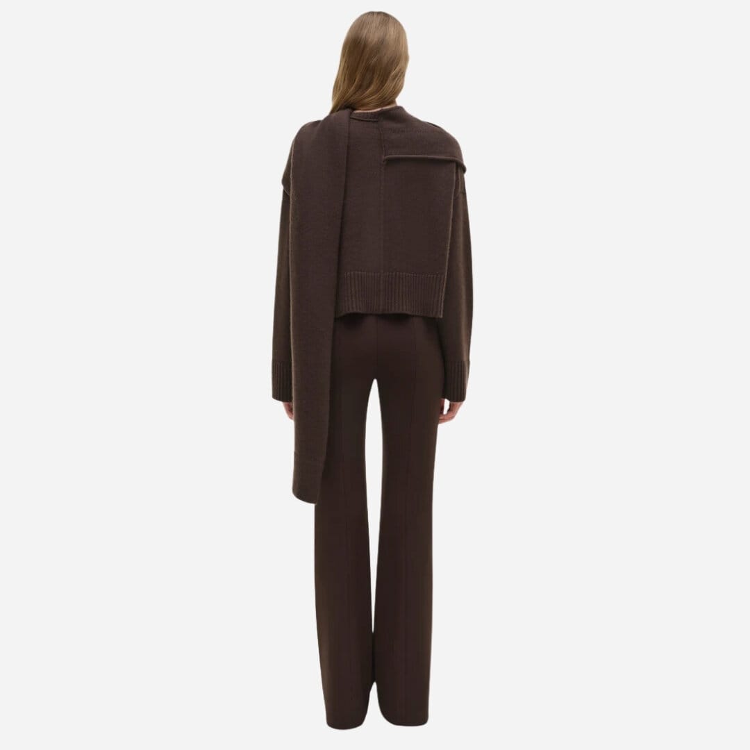 Elson Wool Cashmere Scarf Sweater - Chocolate