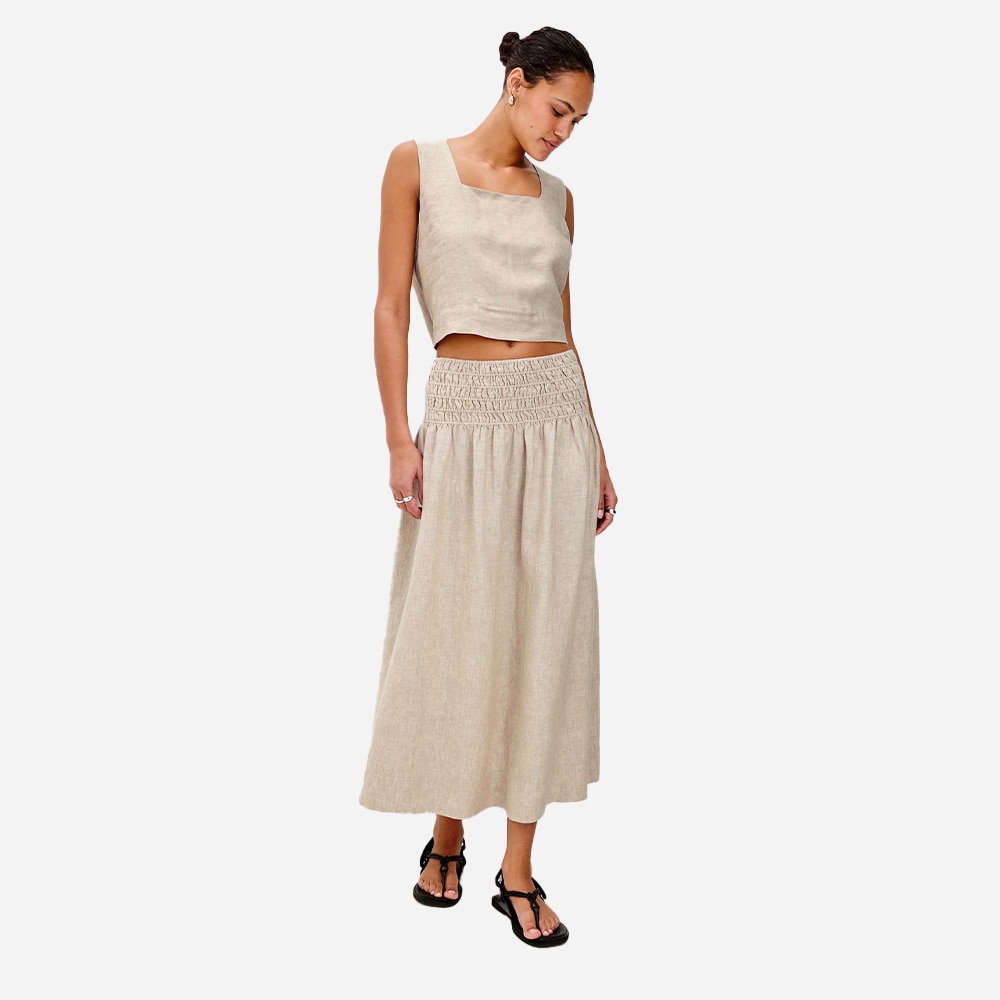 Alessa Skirt - Heathered Flax