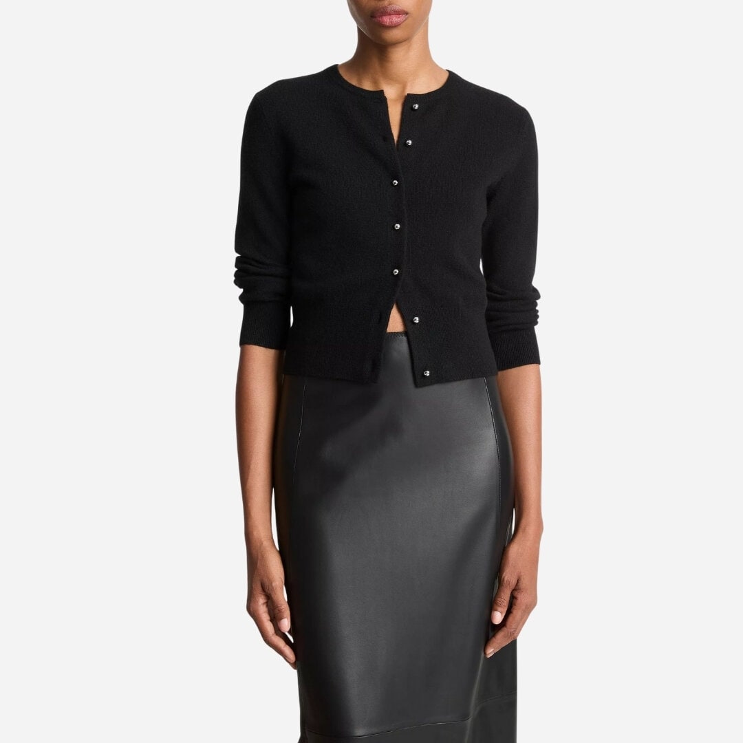 Metal-Button Wool & Cashmere-Blend Cardigan - Black